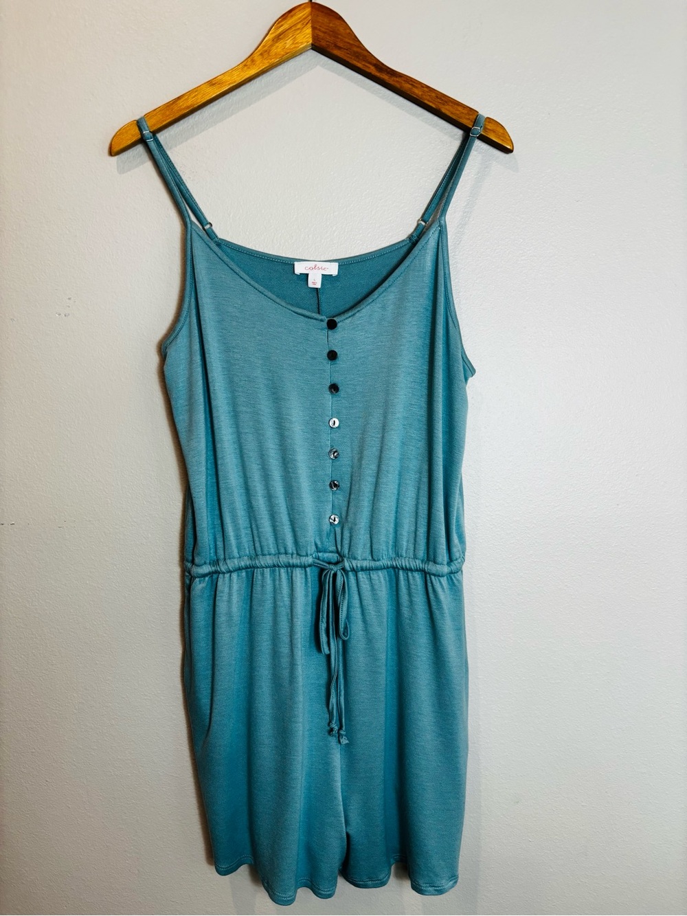 Colsie Aqua Button-Front Drawstring Romper